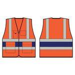 Hi Vis Exec Vest Org/Nblue Band 2Xl