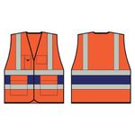 Hi Vis Exec Vest Org/Nblue Band M