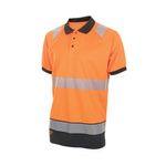 Hi Vis 2Tone Polo S/Sleeve Or/Bk Sml