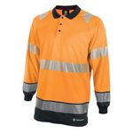 Hi Vis 2Tone L/S Polo Org/Blk 3Xl