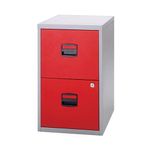 A4 Homefiler 2 Drawer Grey/Red