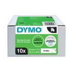 Dymo D1 Label Tape 12Mmx7Mm Blk Pk10
