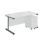 First Desk and 2 Drw Ped 1600 White