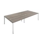 Jemini 4 Person Bench Desk G/Oak/Wht