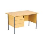 Ff Jemini Oak 1200Mm 4 Leg Desk 3D Ped