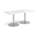 Monza rect dining table flat round bases