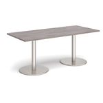 Monza rect dining table flat round bases