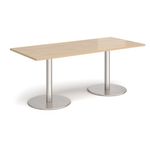 Monza rect dining table flat round bases