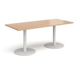 Monza rect dining table flat round bases