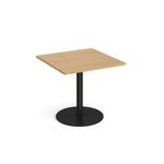 Monza square dining table round base