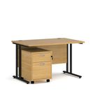 Maestro 25 desk 800mm with 2 drawer ped