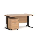 Maestro 25 desk 800mm with 2 drawer ped