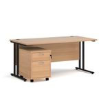 Maestro 25 desk 800mm with 2 drawer ped