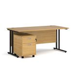 Maestro 25 desk 800mm with 2 drawer ped