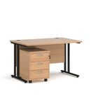 Maestro 25 desk 800mm with 3 drawer ped