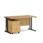 Maestro 25 desk 800mm with 3 drawer ped