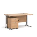 Maestro 25 desk 800mm with 2 drawer ped