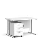 Maestro 25 desk 800mm with 3 drawer ped