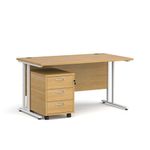 Maestro 25 desk 800mm with 3 drawer ped