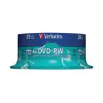 Verbatim Dvd-Rw 4X Silver Spind25 43639