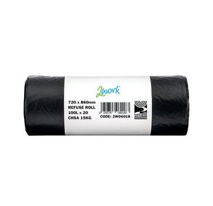 2Work Refuse Sack Roll Black Pk10x20