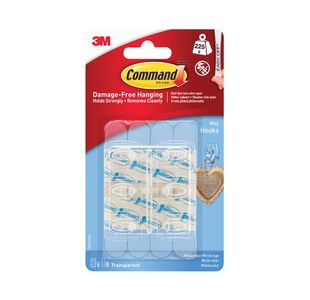 3M Command Mini Clear Hooks With Strips