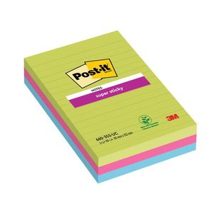 Post-it S/Sticky Ruled 101x152mm Pk3