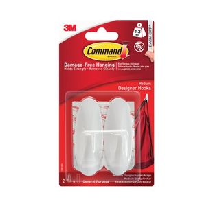 3M Command Adhesive Hook Medium Wht Pk2