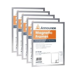 Announce Magnetic Frames A4 Silver Pk5