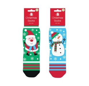 Xmas Socks 2 Designs One Size Pk12