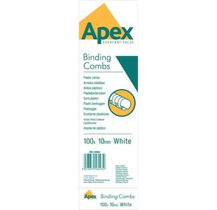 Fellowes Apex Plastic Comb P100 Wht 10Mm