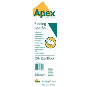 Fellowes Apex Black Plastic Comb 10Mm