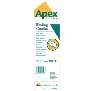 Fellowes Apex Black Plastic Comb 12Mm