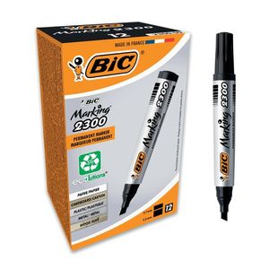 Bic 2300 Chisel Perm Marker Blk Pk12