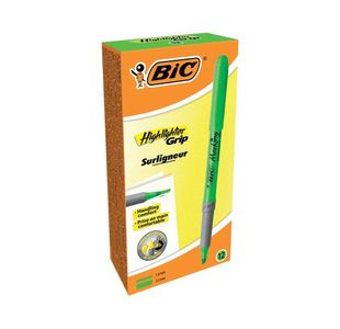 BIC Highlighter Grip Green Box of 12