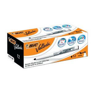 Bic Velleda Markers 1741 Blk Pk12