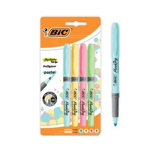 Bic Highlighter Grip Pastel Astd P4