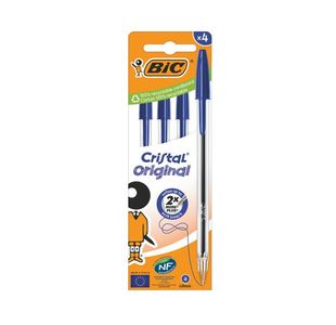 Bic Cristal Ball Pen Med Blu Pk4