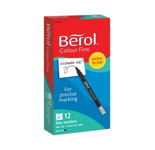 Berol Colour Fine Markers Blk Pk12