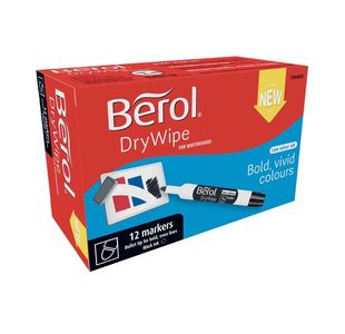 Berol D/Wipe Bullet Marker Blk Pk12