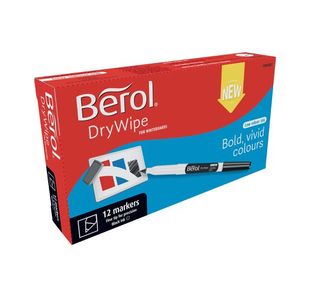 Berol D/Wipe Fine Marker Blk Pk12