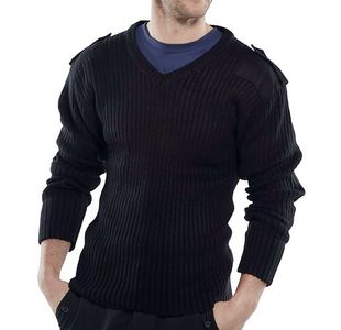 Acrylic Mod V-Neck Sweater Black M