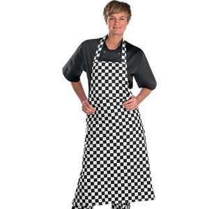 Beeswift Chef Bib Apron Blk/Wht Cheq