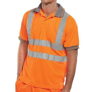 Hi Vis Polo Shirt Sht Sle Orange Lg