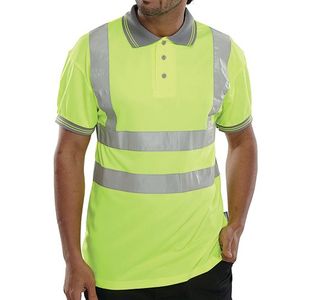 Hi Vis Polo Shirt Sht Sle Syellow Lg