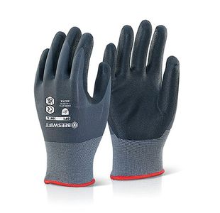 Nitrile Pu Gloves Black/Grey Xl