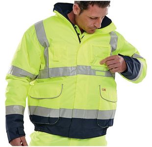 Hi Vis Bomber Jacket Syellow/Navy Xs