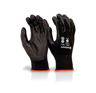 Pu Coated Glove Black Large