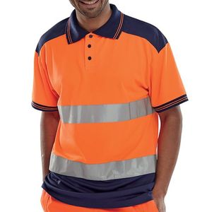 2 Tone Hi Vis Polo Shirt Org/Blu M