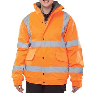 Hi Vis Fleece Bomber Jacket Orange M